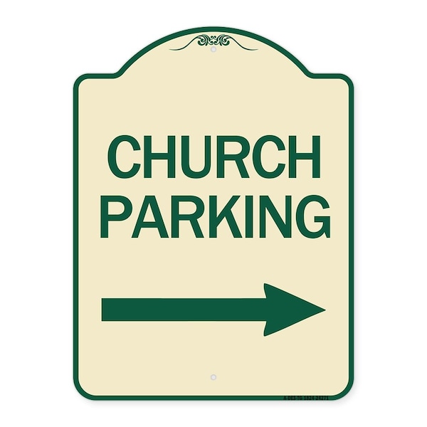 Signmission Church Parking With Right Arrow Heavy-Gauge Aluminum Architectural Sign, 24" x 18", TG-1824-24271 A-DES-TG-1824-24271 - main